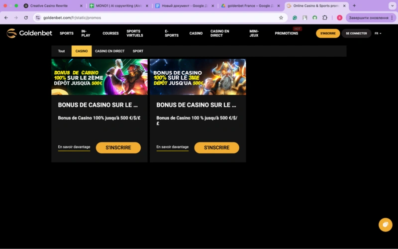 Goldenbet Bonuses